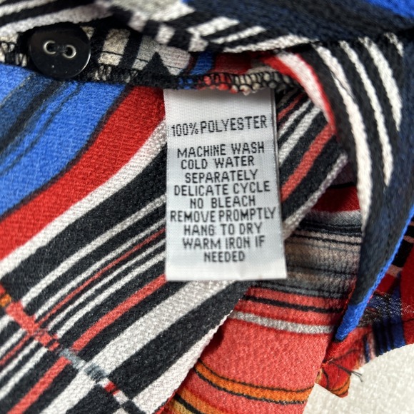Mishca High Low Blouse Multicolor Striped Button Down Long Slv Women's Large - Picture 8 of 9